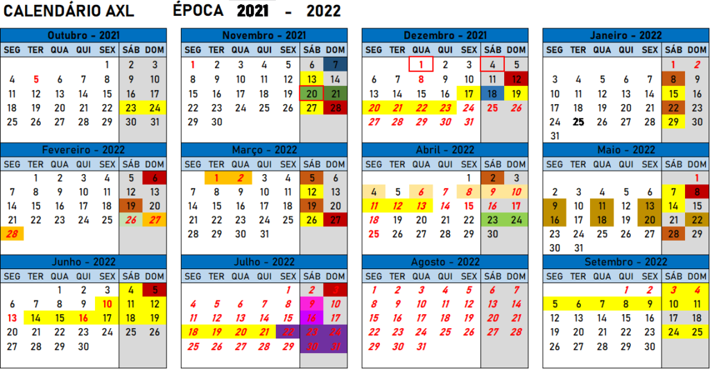 Calendário de Xadrez para 2021